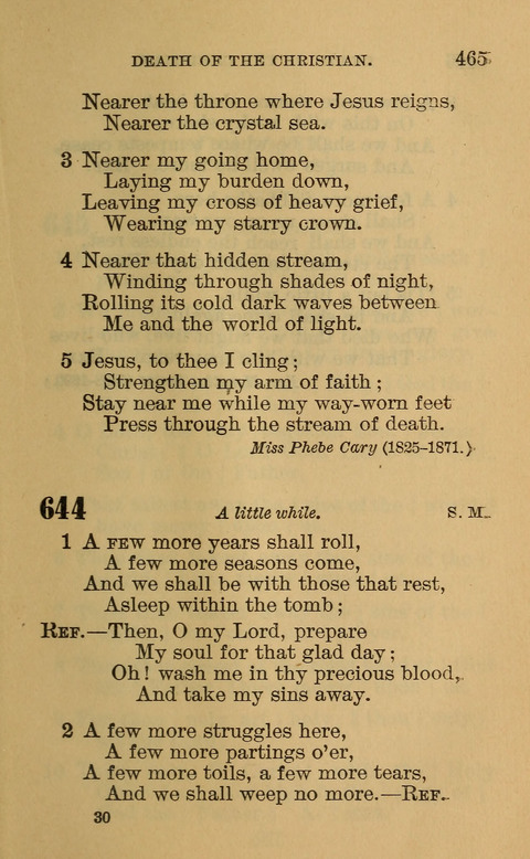 Hymns of the Ages: for Public and Social Worship, Approved and Recommended ... by the General Assembly of the Presbyterian Church in the U.S. (Second ed.) page 465