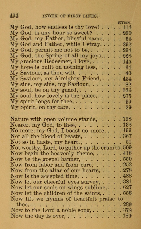 Hymns of the Ages: for Public and Social Worship, Approved and Recommended ... by the General Assembly of the Presbyterian Church in the U.S. (Second ed.) page 494