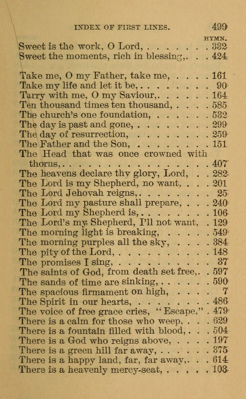 Hymns of the Ages: for Public and Social Worship, Approved and Recommended ... by the General Assembly of the Presbyterian Church in the U.S. (Second ed.) page 499