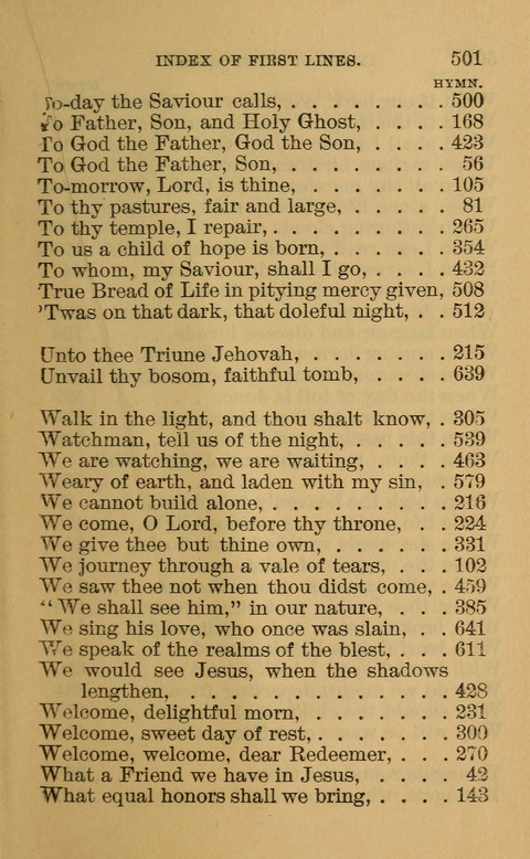 Hymns of the Ages: for Public and Social Worship, Approved and Recommended ... by the General Assembly of the Presbyterian Church in the U.S. (Second ed.) page 501