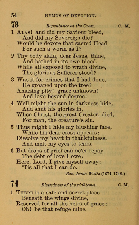 Hymns of the Ages: for Public and Social Worship, Approved and Recommended ... by the General Assembly of the Presbyterian Church in the U.S. (Second ed.) page 54