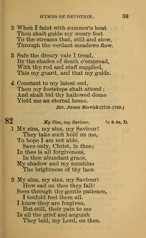 Hymns of the Ages: for Public and Social Worship, Approved and Recommended ... by the General Assembly of the Presbyterian Church in the U.S. (Second ed.) page 59