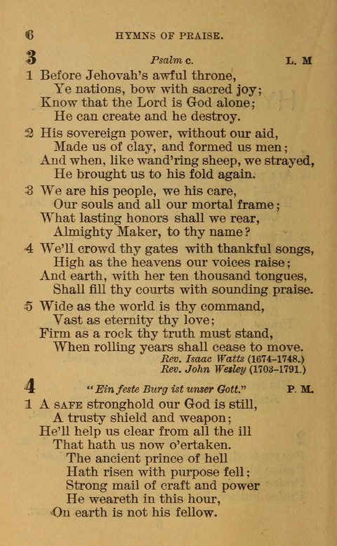 Hymns of the Ages: for Public and Social Worship, Approved and Recommended ... by the General Assembly of the Presbyterian Church in the U.S. (Second ed.) page 6