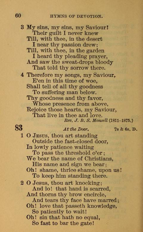 Hymns of the Ages: for Public and Social Worship, Approved and Recommended ... by the General Assembly of the Presbyterian Church in the U.S. (Second ed.) page 60