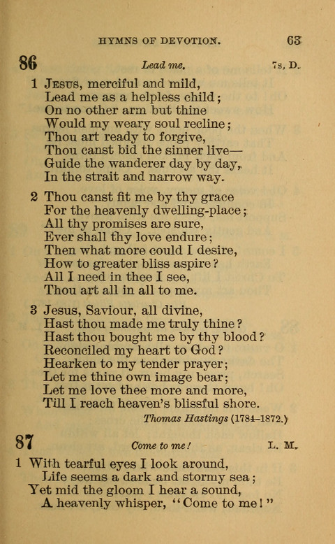 Hymns of the Ages: for Public and Social Worship, Approved and Recommended ... by the General Assembly of the Presbyterian Church in the U.S. (Second ed.) page 63