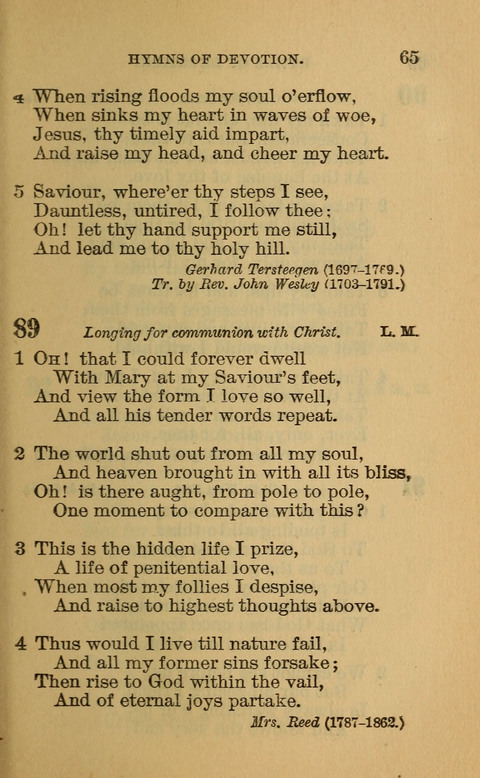 Hymns of the Ages: for Public and Social Worship, Approved and Recommended ... by the General Assembly of the Presbyterian Church in the U.S. (Second ed.) page 65