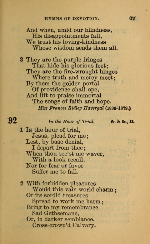 Hymns of the Ages: for Public and Social Worship, Approved and Recommended ... by the General Assembly of the Presbyterian Church in the U.S. (Second ed.) page 67