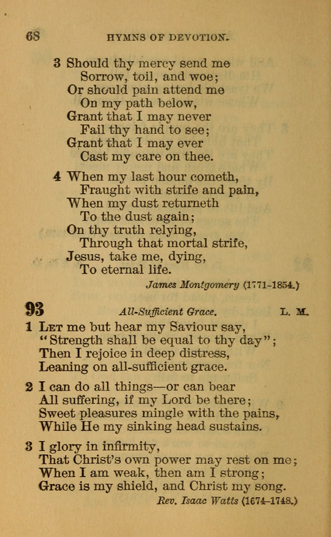 Hymns of the Ages: for Public and Social Worship, Approved and Recommended ... by the General Assembly of the Presbyterian Church in the U.S. (Second ed.) page 68