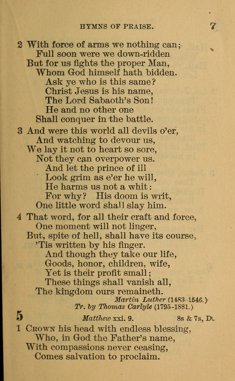 Hymns of the Ages: for Public and Social Worship, Approved and Recommended ... by the General Assembly of the Presbyterian Church in the U.S. (Second ed.) page 7