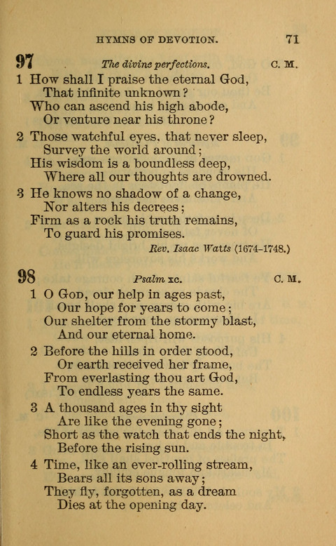 Hymns of the Ages: for Public and Social Worship, Approved and Recommended ... by the General Assembly of the Presbyterian Church in the U.S. (Second ed.) page 71