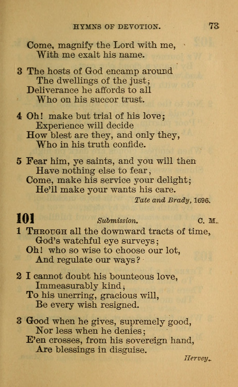 Hymns of the Ages: for Public and Social Worship, Approved and Recommended ... by the General Assembly of the Presbyterian Church in the U.S. (Second ed.) page 73