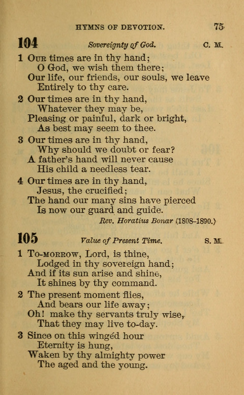 Hymns of the Ages: for Public and Social Worship, Approved and Recommended ... by the General Assembly of the Presbyterian Church in the U.S. (Second ed.) page 75