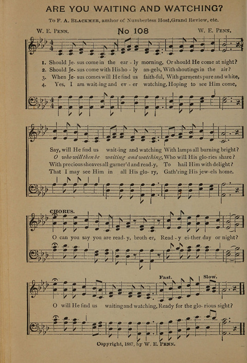 Harvest Bells Nos. 1, 2 and 3: Is filled with new and beautiful songs, suitable for churches, Sunday-schools, revivals and all religious meetings page 108