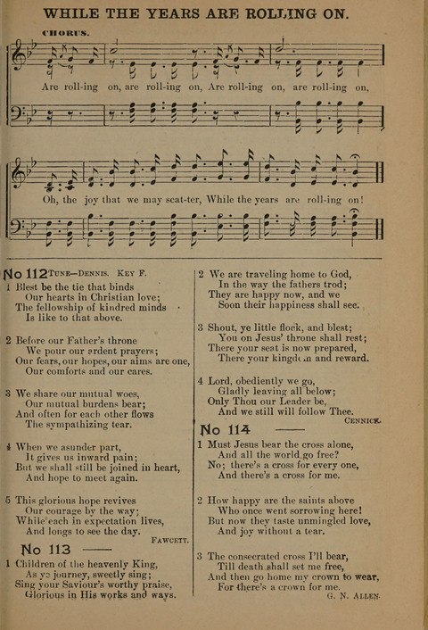 Harvest Bells Nos. 1, 2 and 3: Is filled with new and beautiful songs, suitable for churches, Sunday-schools, revivals and all religious meetings page 113