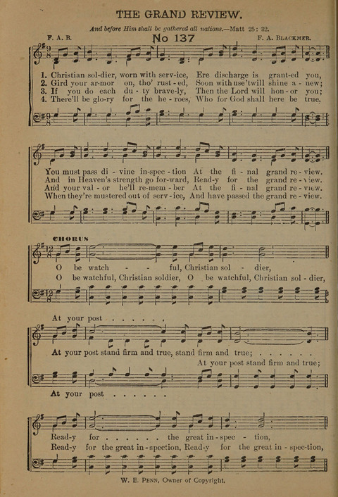 Harvest Bells Nos. 1, 2 and 3: Is filled with new and beautiful songs, suitable for churches, Sunday-schools, revivals and all religious meetings page 134