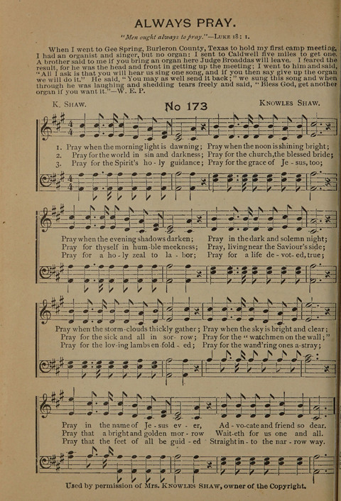 Harvest Bells Nos. 1, 2 and 3: Is filled with new and beautiful songs, suitable for churches, Sunday-schools, revivals and all religious meetings page 172