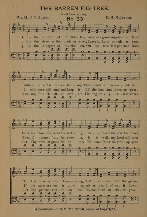 Harvest Bells Nos. 1, 2 and 3: Is filled with new and beautiful songs, suitable for churches, Sunday-schools, revivals and all religious meetings page 34