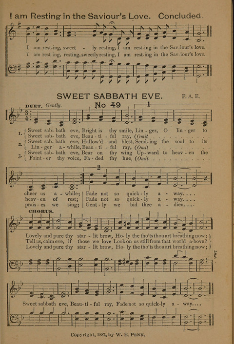 Harvest Bells Nos. 1, 2 and 3: Is filled with new and beautiful songs, suitable for churches, Sunday-schools, revivals and all religious meetings page 49