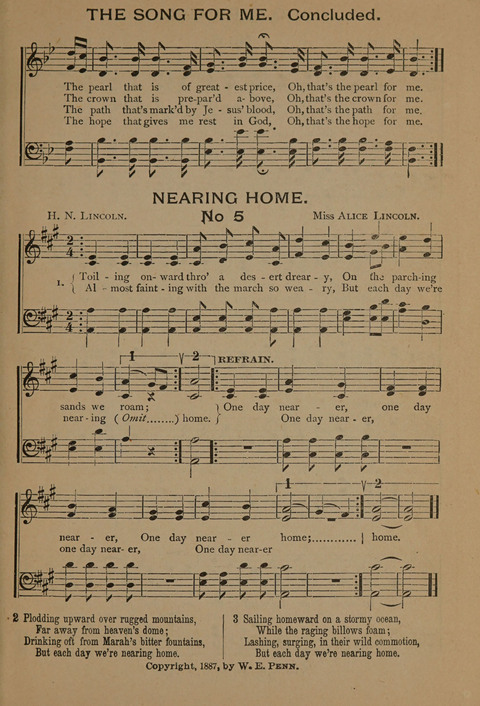 Harvest Bells Nos. 1, 2 and 3: Is filled with new and beautiful songs, suitable for churches, Sunday-schools, revivals and all religious meetings page 5