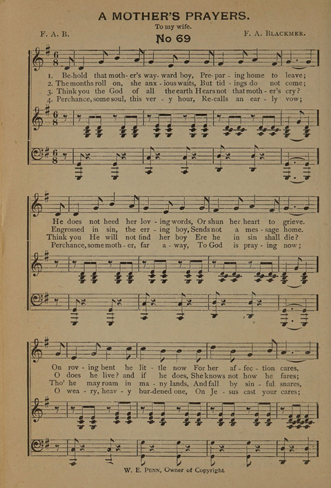 Harvest Bells Nos. 1, 2 and 3: Is filled with new and beautiful songs, suitable for churches, Sunday-schools, revivals and all religious meetings page 68