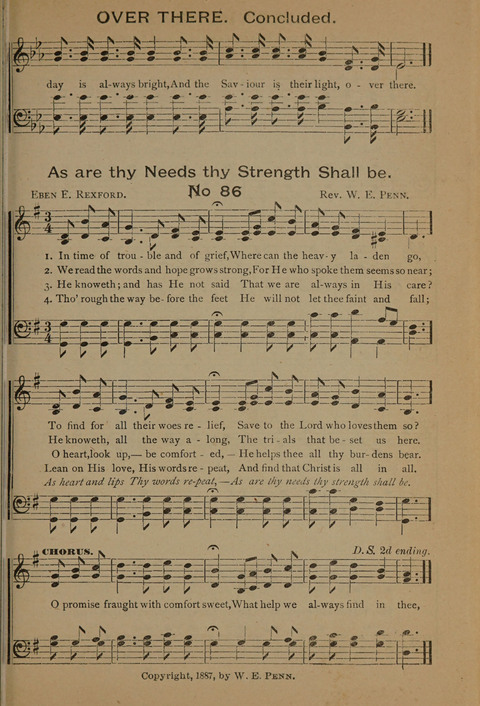 Harvest Bells Nos. 1, 2 and 3: Is filled with new and beautiful songs, suitable for churches, Sunday-schools, revivals and all religious meetings page 85