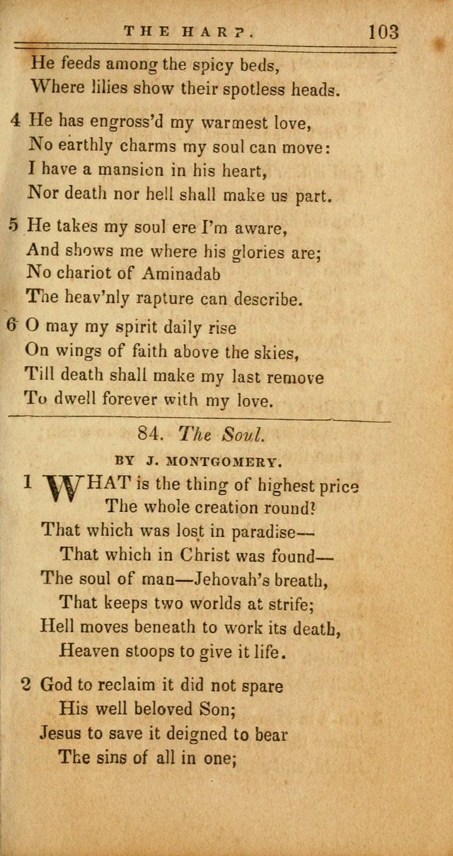 The Harp: being a collection of hymns and spiritual songs, adapted to all purposes of social and religious worship page 103