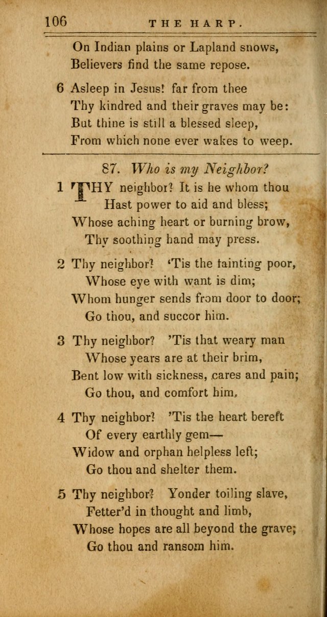 The Harp: being a collection of hymns and spiritual songs, adapted to all purposes of social and religious worship page 106