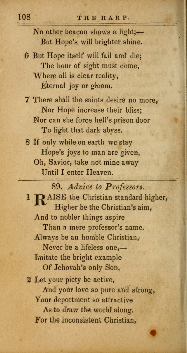 The Harp: being a collection of hymns and spiritual songs, adapted to all purposes of social and religious worship page 108