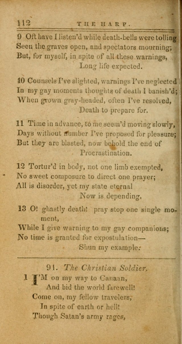 The Harp: being a collection of hymns and spiritual songs, adapted to all purposes of social and religious worship page 112