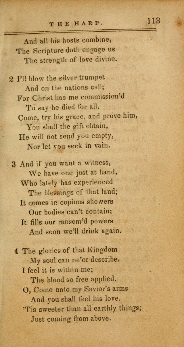 The Harp: being a collection of hymns and spiritual songs, adapted to all purposes of social and religious worship page 113