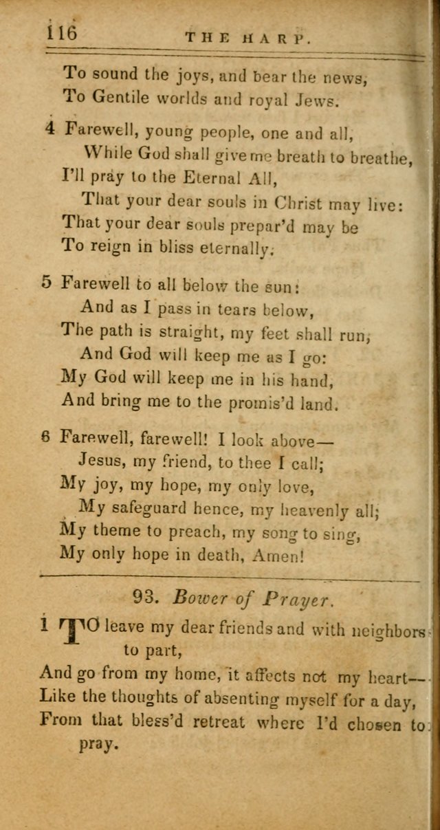 The Harp: being a collection of hymns and spiritual songs, adapted to all purposes of social and religious worship page 116