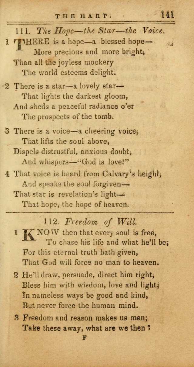 The Harp: being a collection of hymns and spiritual songs, adapted to all purposes of social and religious worship page 141