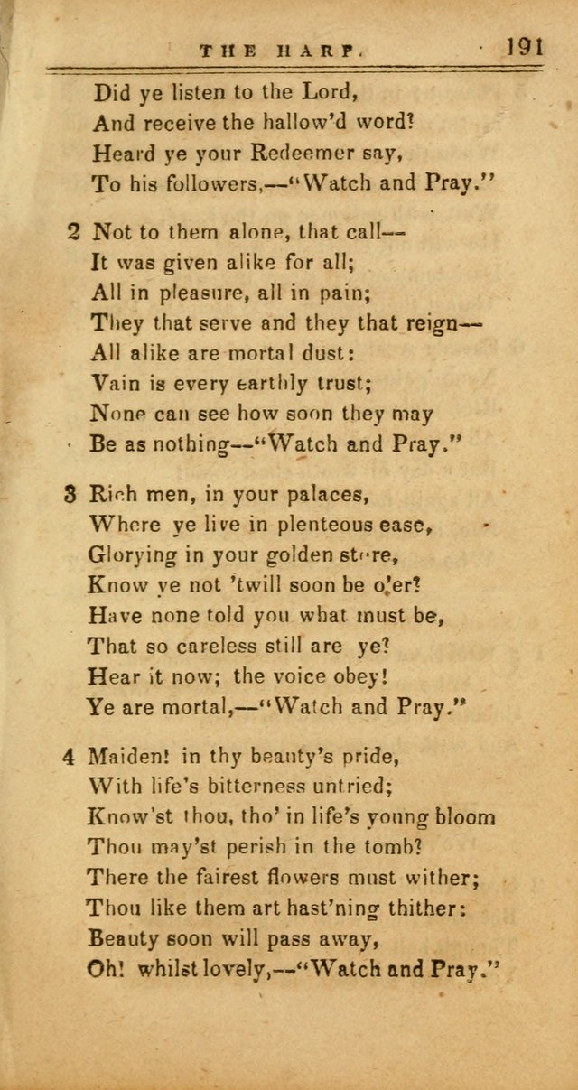 The Harp: being a collection of hymns and spiritual songs, adapted to all purposes of social and religious worship page 191