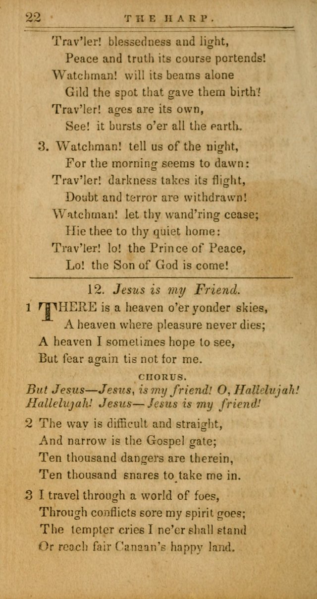 The Harp: being a collection of hymns and spiritual songs, adapted to all purposes of social and religious worship page 22