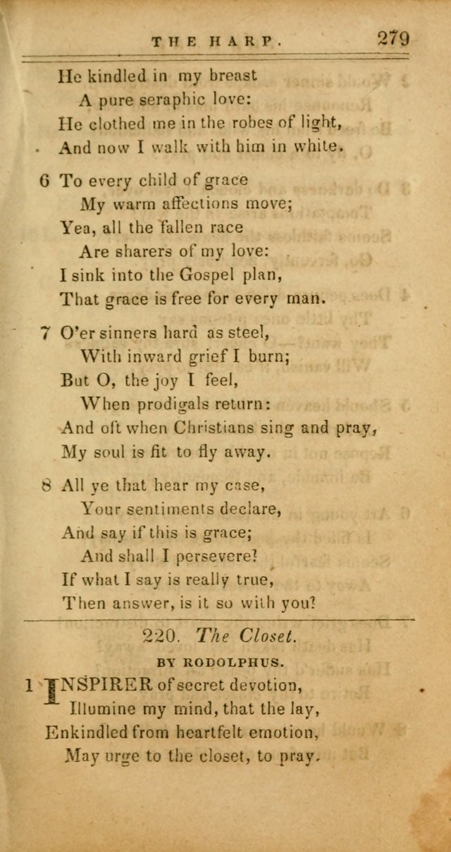 The Harp: being a collection of hymns and spiritual songs, adapted to all purposes of social and religious worship page 279