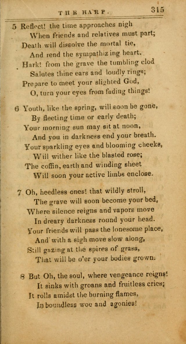 The Harp: being a collection of hymns and spiritual songs, adapted to all purposes of social and religious worship page 315