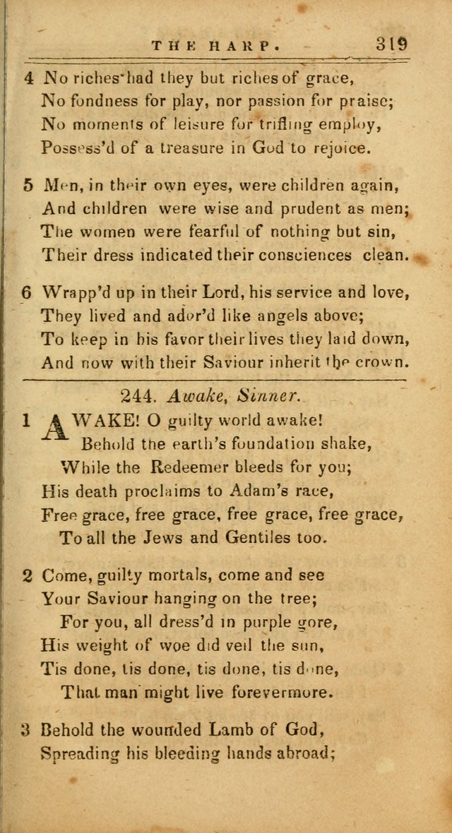 The Harp: being a collection of hymns and spiritual songs, adapted to all purposes of social and religious worship page 319