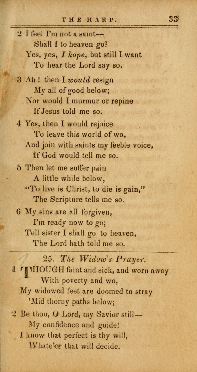 The Harp: being a collection of hymns and spiritual songs, adapted to all purposes of social and religious worship page 33