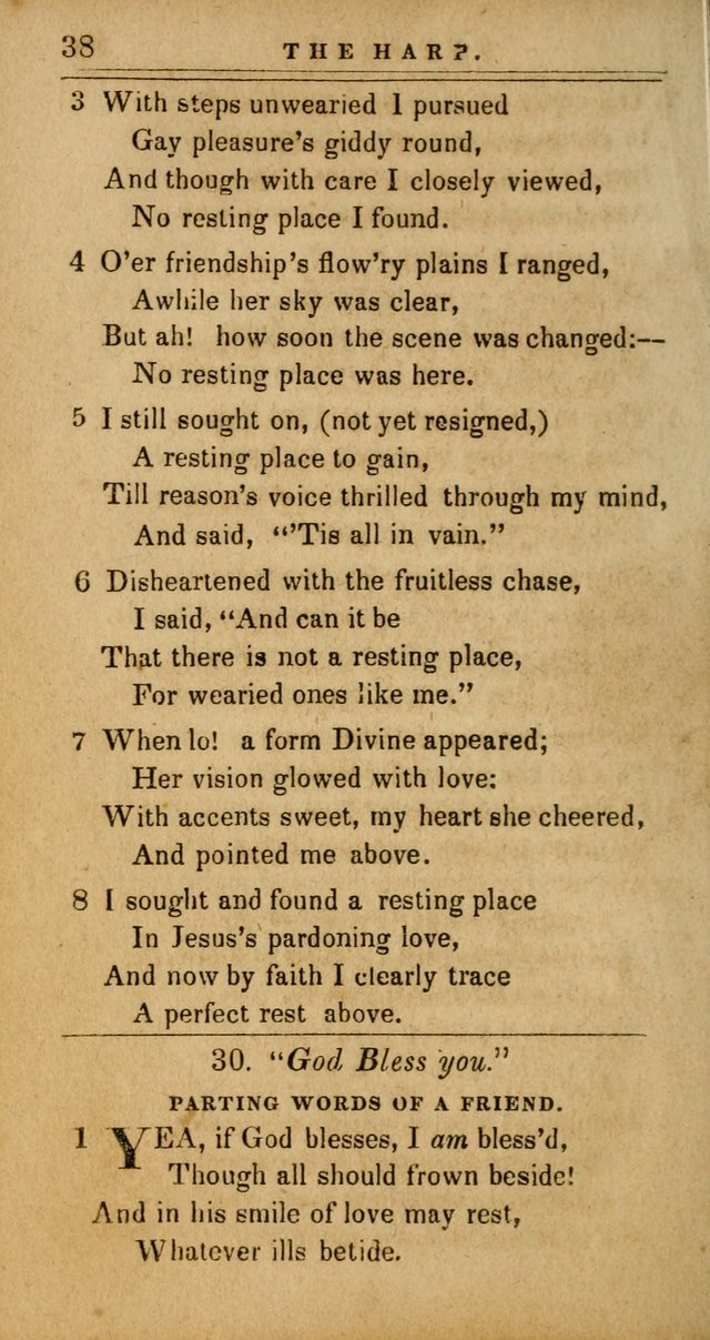 The Harp: being a collection of hymns and spiritual songs, adapted to all purposes of social and religious worship page 38