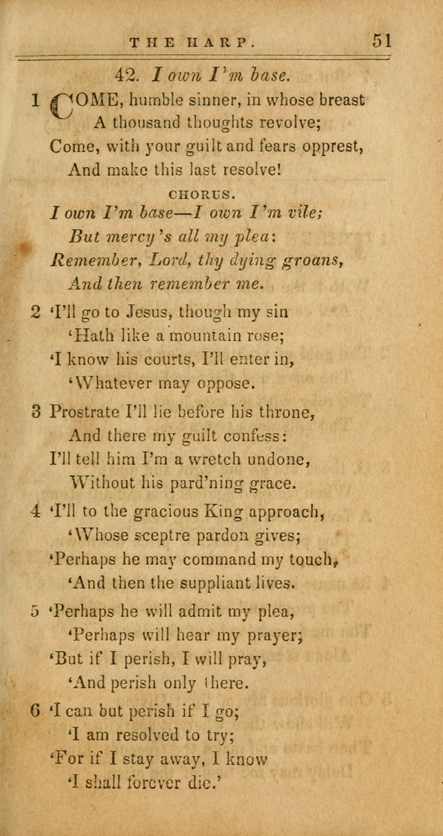 The Harp: being a collection of hymns and spiritual songs, adapted to all purposes of social and religious worship page 51