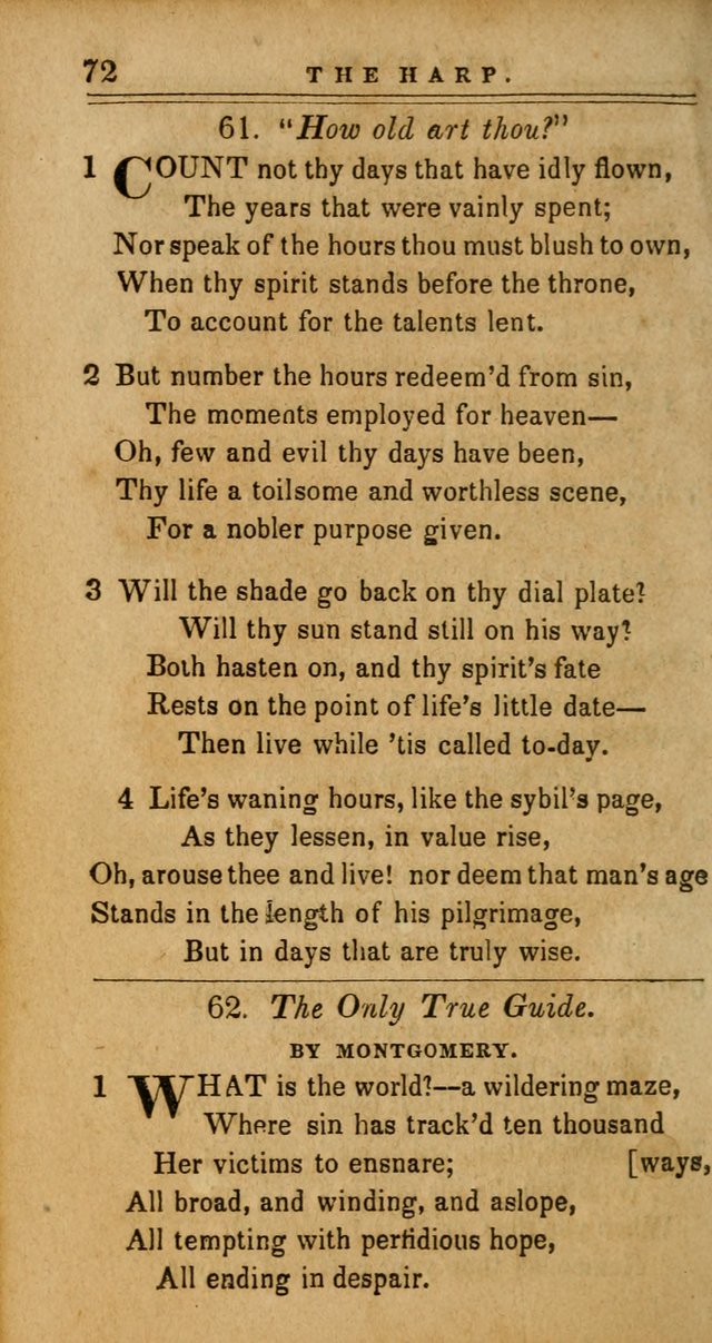 The Harp: being a collection of hymns and spiritual songs, adapted to all purposes of social and religious worship page 72