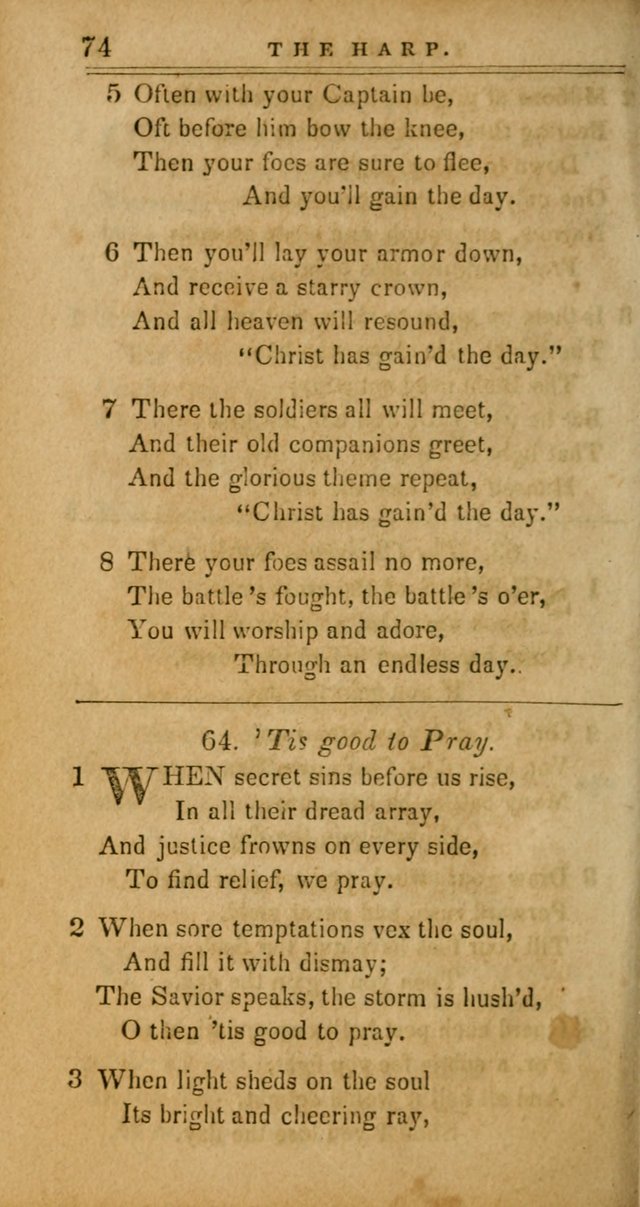 The Harp: being a collection of hymns and spiritual songs, adapted to all purposes of social and religious worship page 74