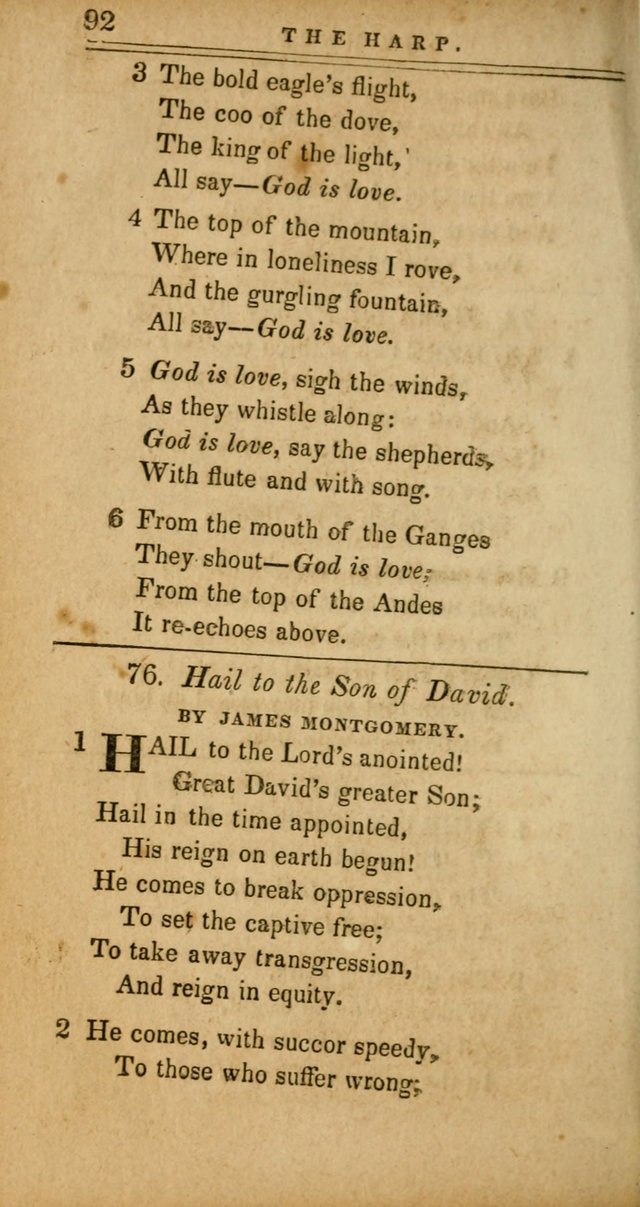 The Harp: being a collection of hymns and spiritual songs, adapted to all purposes of social and religious worship page 92