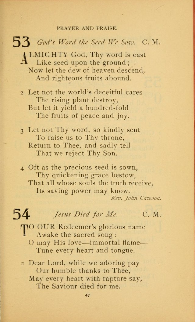 Hymn Book of the United Evangelical Church page 47