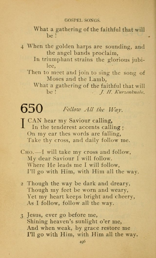 Hymn Book of the United Evangelical Church page 496