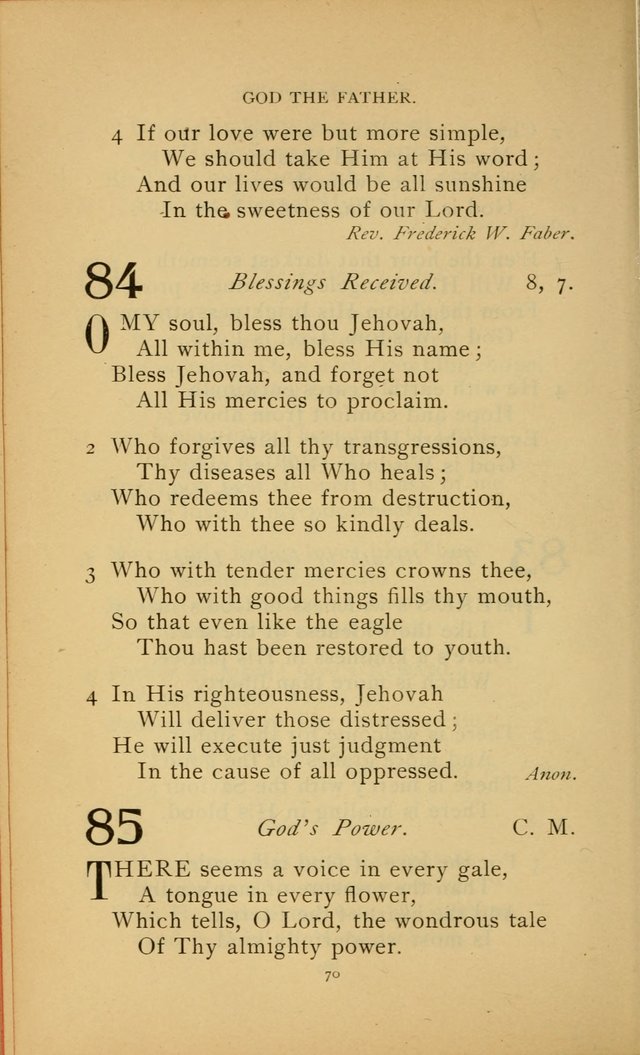 Hymn Book of the United Evangelical Church page 70