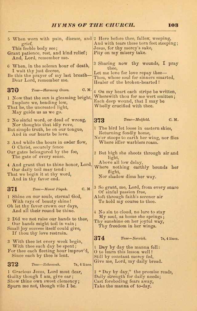 Hymns of the Church, Ancient and Modern: for the use of all who love to sing the praises of God in Christ, in the family, the school, or the church; with a discourse on music as a divine ordinance... page 103