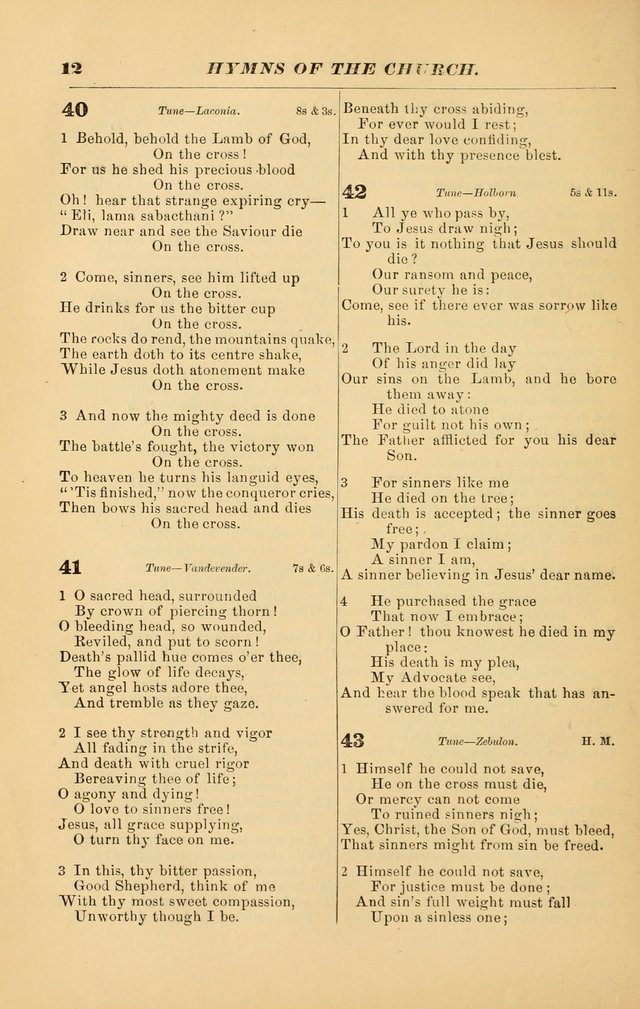 Hymns of the Church, Ancient and Modern: for the use of all who love to sing the praises of God in Christ, in the family, the school, or the church; with a discourse on music as a divine ordinance... page 12