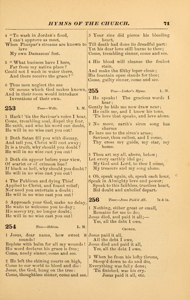 Hymns of the Church, Ancient and Modern: for the use of all who love to sing the praises of God in Christ, in the family, the school, or the church; with a discourse on music as a divine ordinance... page 71