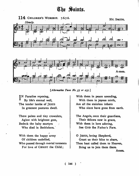 Hymns for the Children of the Church: with accompanying tunes page 144